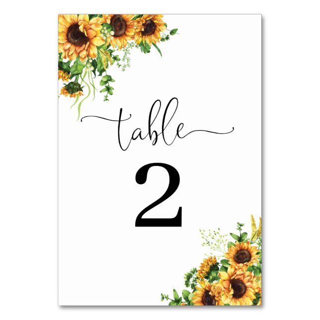 Numeração De Mesa Números de Mesa de Casamento Florais Amarelos (Frente)