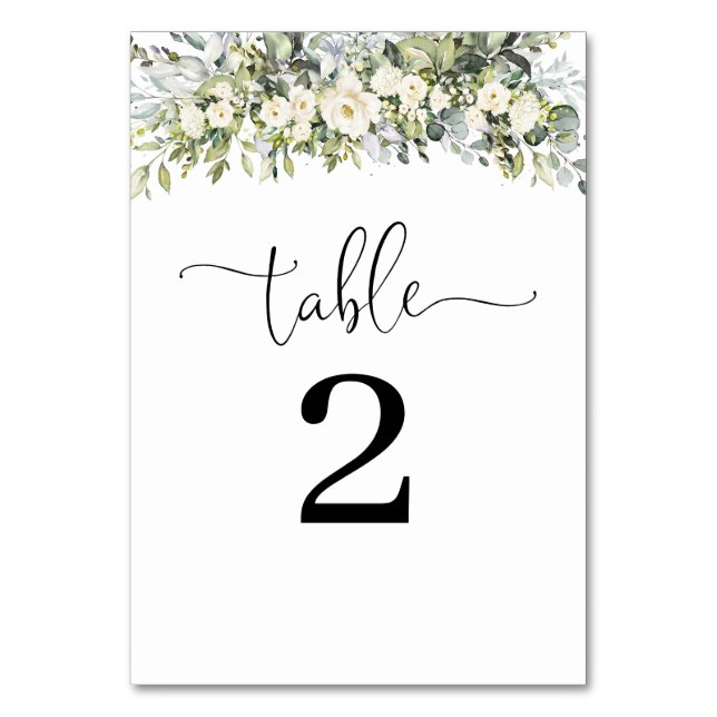 Numeração De Mesa Números de Mesa de Casamento Floral Branco (Frente)