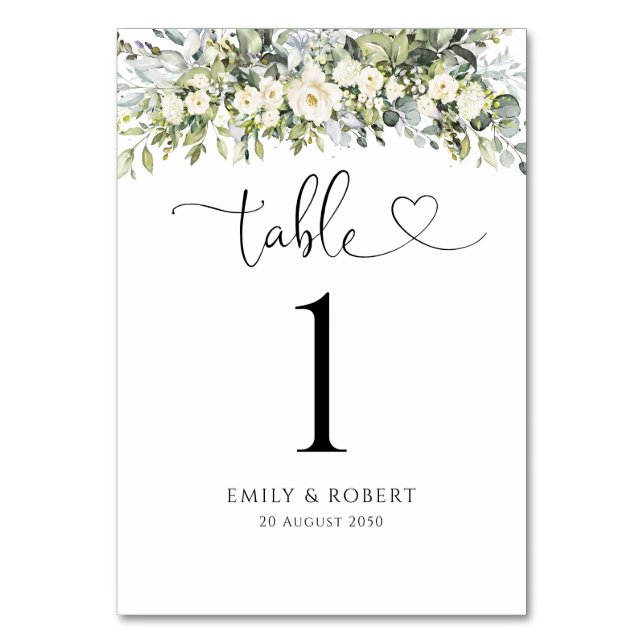 Numeração De Mesa Números de Mesa de Casamento Floral Branco (Frente)