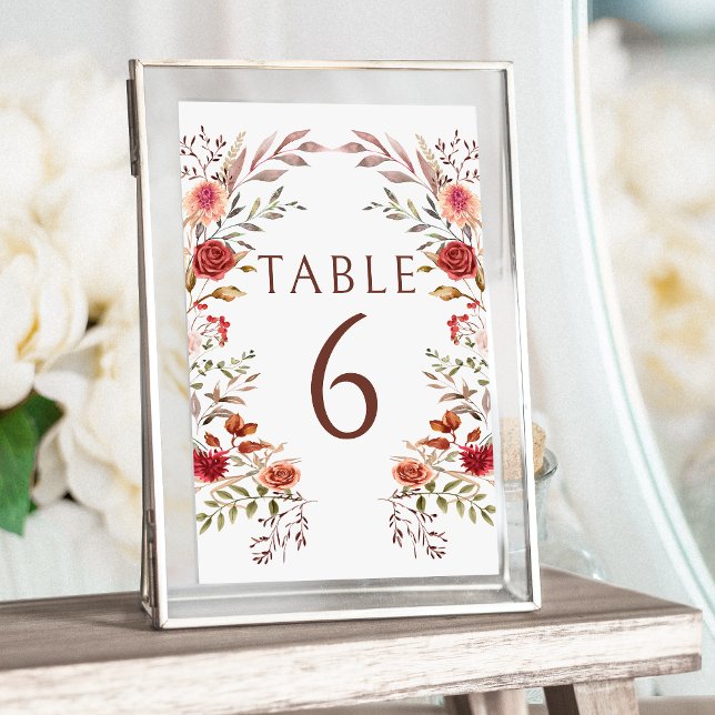 Numeração De Mesa Números De Mesa De Casamento Floral Rustic Burgund (Criador carregado)