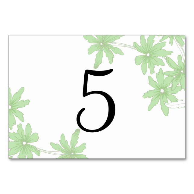 Numeração De Mesa Números de Mesa de Casamento Margaridas Verde Clar (Frente)