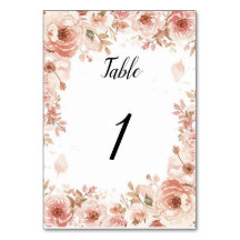 Números de Mesa de Rosas Cor-de-Rosa de Casamento