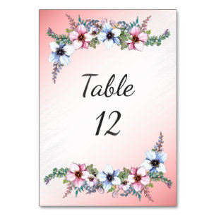 Numeração De Mesa Números de mesa em aquarela flores rosa