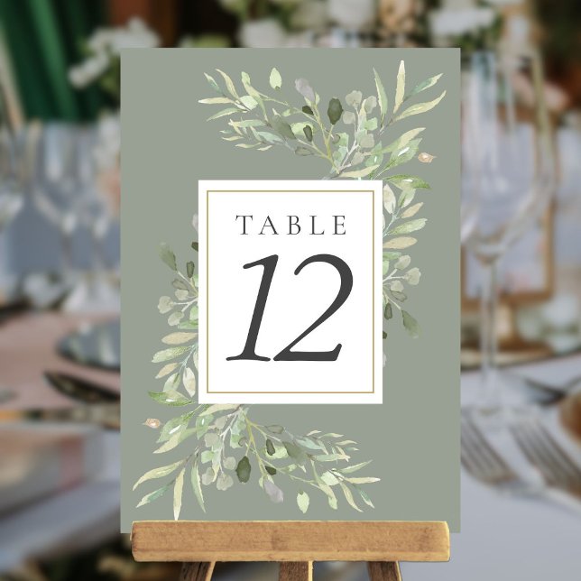 Numeração De Mesa Números de Mesa Folhas Verde-Aquarela (Watercolor Greenery Leaves Table Numbers)