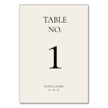 Números de mesa frontais e traseiros para casament