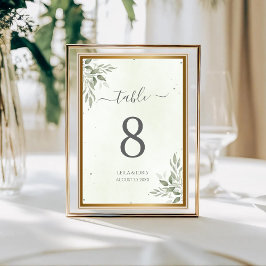 Numeração De Mesa Números de Mesa para Casamento com Folhagem de Sag