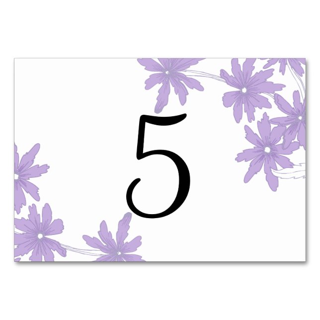 Numeração De Mesa Números de Mesa para Casamento Margaridas Roxas (Frente)