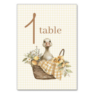 Numeração De Mesa Números de Mesa para Chá de Bebê do Limão do Ganso