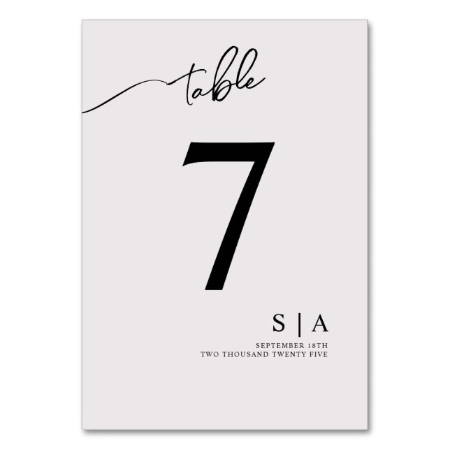 Numeração De Mesa Números de mesa para um casamento moderno. (Frente)