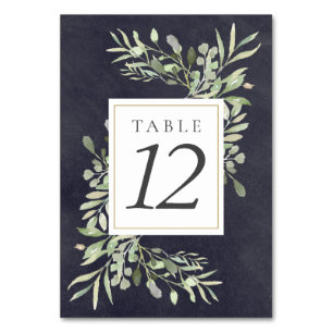 Numeração De Mesa Números de Mesa Quadro Negro com Vegetação em Aqua