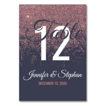 Números de Tabela Azul do Marinho Glitter Sparkles