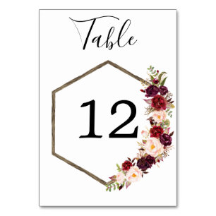 Numeração De Mesa Números de Tabela Casada Boho Burgundy