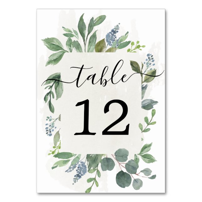 Numeração De Mesa Números de Tabela Casada Eucalyptus Azul Dusty (Frente)