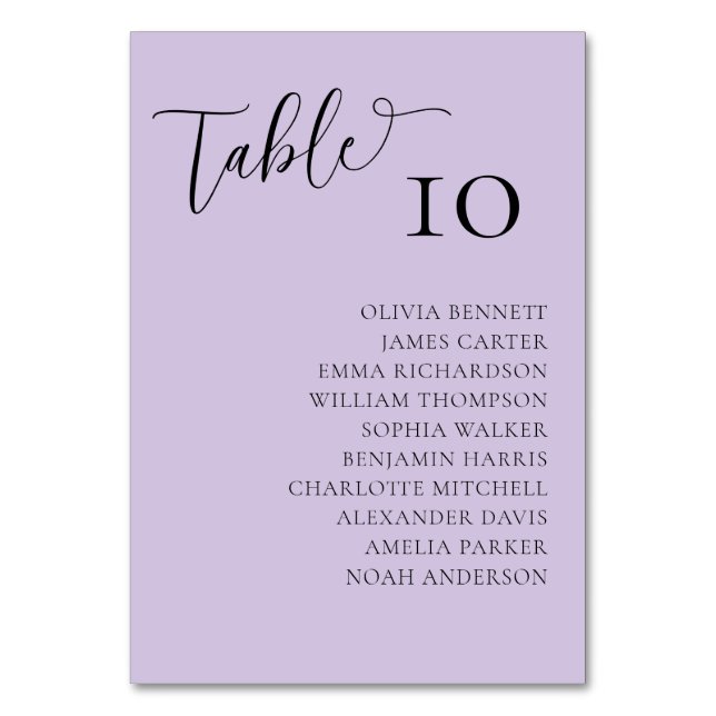 Numeração De Mesa Números de tabela Casamento Simples Roxo Moderno (Frente)