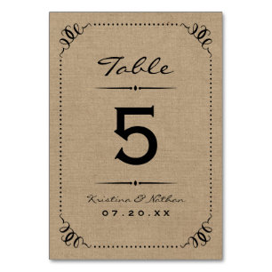 Numeração De Mesa Números de Tabela Chic Rustic Burlap