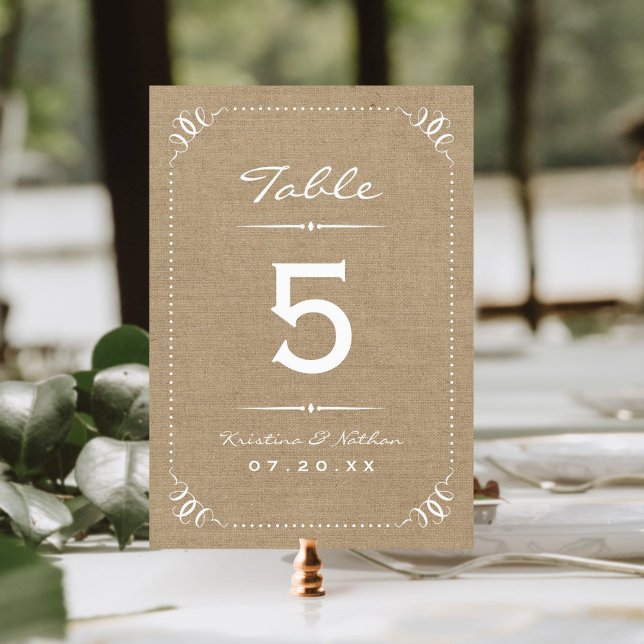 Numeração De Mesa Números de Tabela Chic Rustic Burlap (Criador carregado)