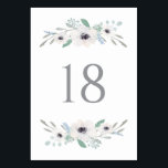 Numeração De Mesa Números de Tabela de Ângulos Brancos de Aquarela<br><div class="desc">Cartão de Números de Tabela Garland para Anêmonas Brancas de Aquarela. Números femininos e elegantes com ilustrações aquáticas de anêmonas brancas com folhagem. Personalize cada número separadamente. Isto é parte de uma suíte de casamento. Itens correspondentes estão disponíveis. Perfeito para casamentos, chás de fraldas, chás de panela e outros eventos....</div>