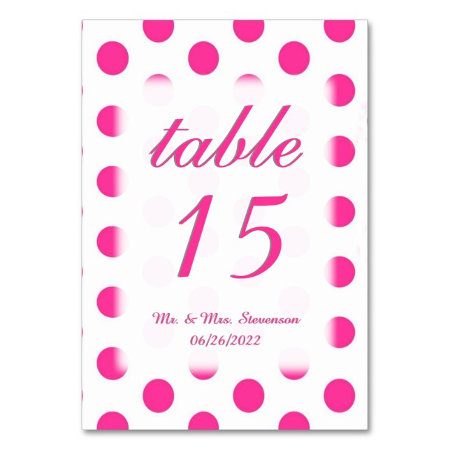 Numeração De Mesa Números de Tabela de bolinhas com Nome e Data (Frente)