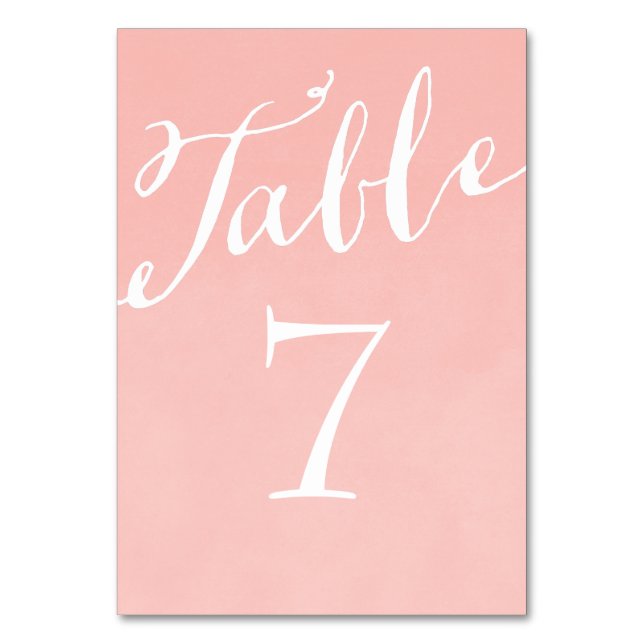 Numeração De Mesa Números de Tabela de Caligrafia Rosa-Blush (Frente)