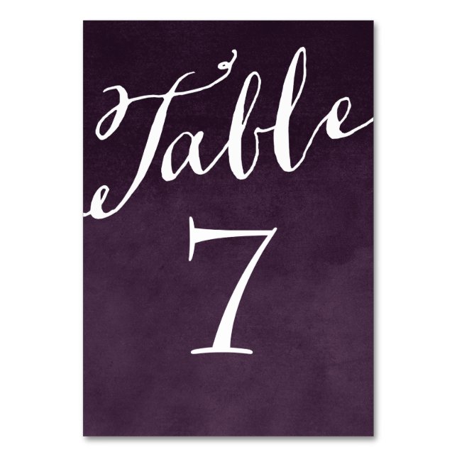 Numeração De Mesa Números de Tabela de Caligrafia Roxa de ameixa (Frente)