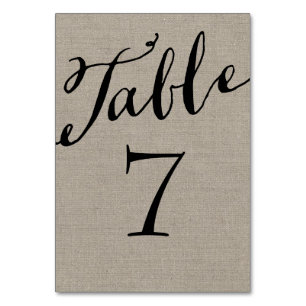 Numeração De Mesa Números de Tabela de Caligrafia Rustic Burlap