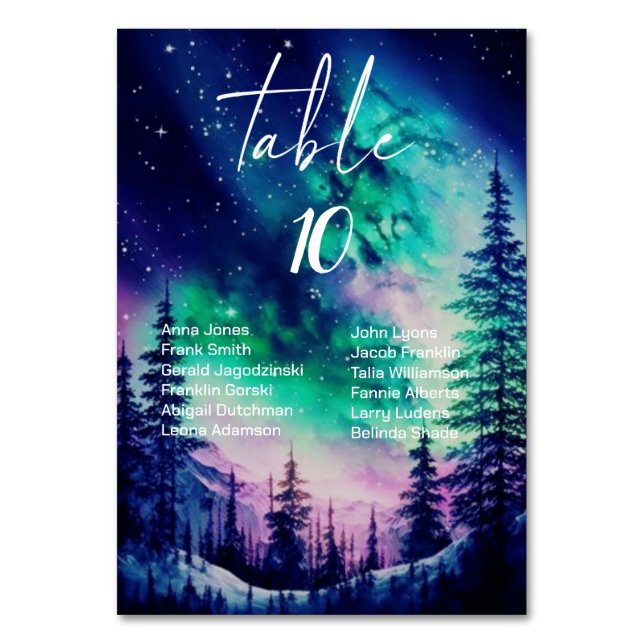 Numeração De Mesa Números De Tabela De Casamento Celestial Com Nomes (Frente)