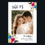 Numeração De Mesa Números de Tabela de Casamento de Script Boho Dupl<br><div class="desc">Roteiro Elegante de Caligrafia Boho Cor-de-rosa Números de Tabela de Casamento de Buquê Floral Duplo Lado com foto personalizada personalizada. Ajude seus hóspedes a encontrar facilmente seu caminho com estas simples e elegantes placas de números de tabela de dois lados. Adicione facilmente fotos, números, nomes e data! Apresenta um bonito...</div>