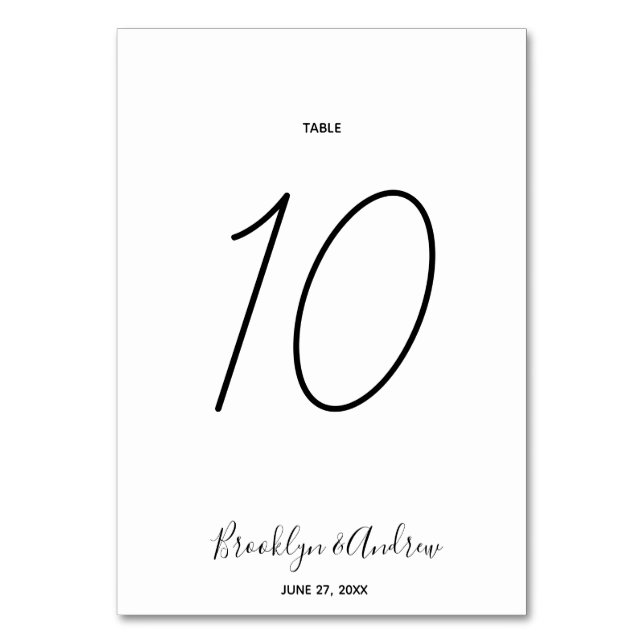 Numeração De Mesa Números de Tabela de Casamento de Script Simples (Frente)