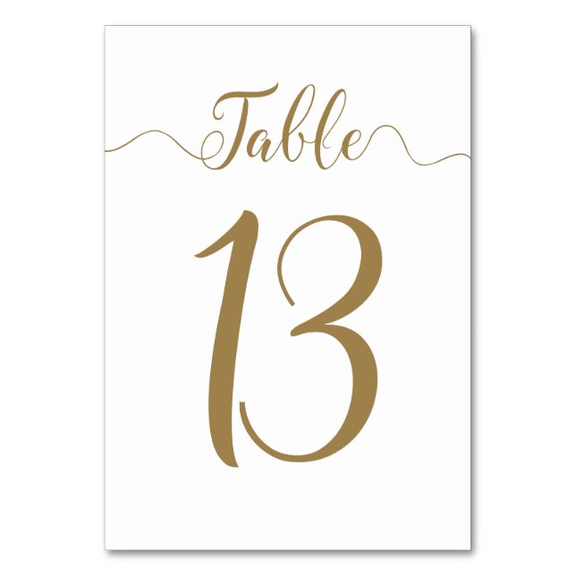 Numeração De Mesa Números de Tabela de Casamento Dourado 13 (Frente)