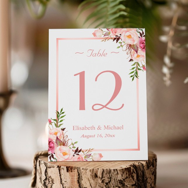 Numeração De Mesa Números de Tabela de Casamento Dourado de Rosa Flo (Criador carregado)