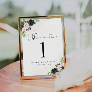 Numeração De Mesa Números de Tabela de Casamento Floral Cor-de-Rosa 