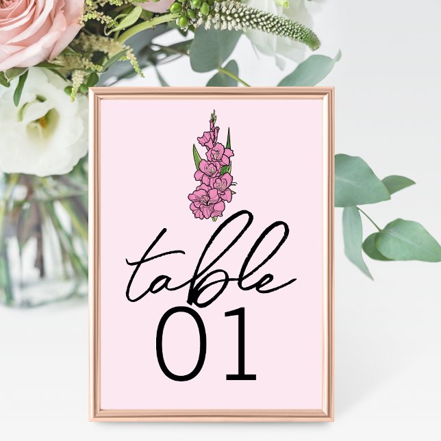 Numeração De Mesa Números de Tabela de Casamento Gladiolus Rosa Mini (Criador carregado)