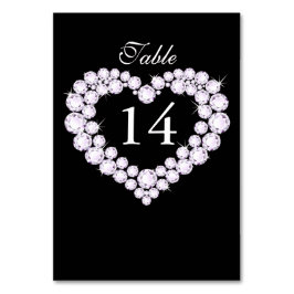Numeração De Mesa Números de tabela de coração de diamante preto e b