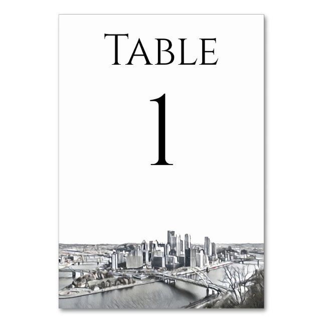 Numeração De Mesa Números de Tabela do Skyline Pittsburgh (Frente)