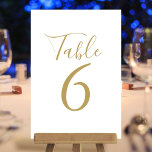 Numeração De Mesa Números de Tabela Dourada de Script Elegante<br><div class="desc">Esses elegantes números de ouro e mesa branca podem ser personalizados em letras de ouro cômico. Projetado por Thisnotme©</div>