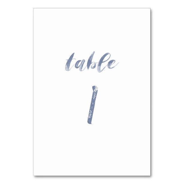 Numeração De Mesa Números de Tabela Dusty Blue Watercolor (Frente)