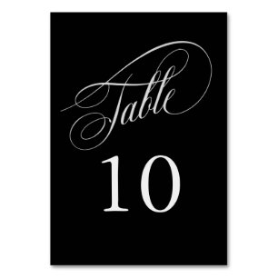 Numeração De Mesa Números de Tabela Elegante Preto e Prateado
