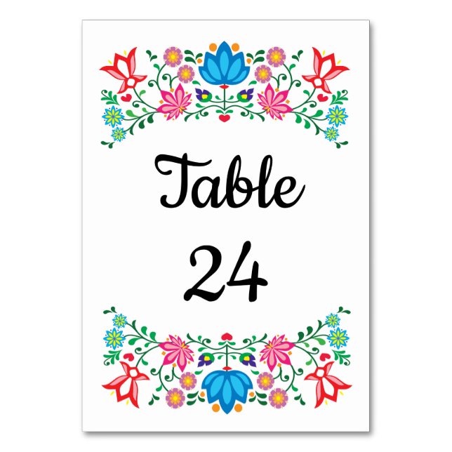 Numeração De Mesa Números de Tabela Floral da Fiesta Mexicana (Frente)