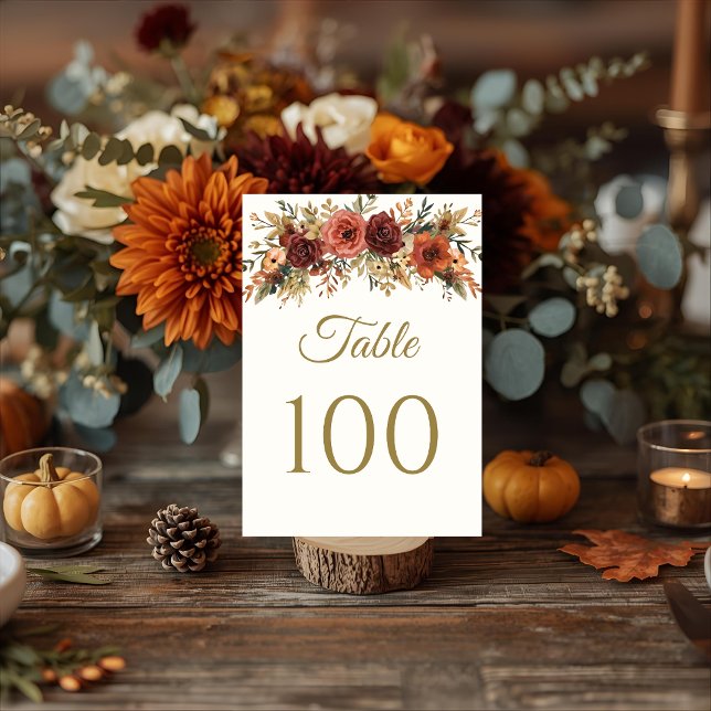 Numeração De Mesa Números de Tabela Floral de Casamento Rustic Fall (Criador carregado)