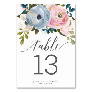 Numeração De Mesa Números de Tabela Floral Dusty de Lado Duplo