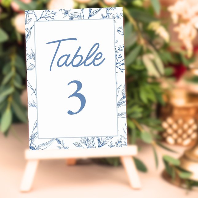 Numeração De Mesa Números de Tabela Floral Francesa de Toile Azul El (Elegant Blue Toile French Floral Table Numbers)