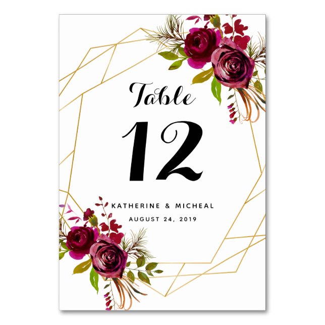 Numeração De Mesa Números de Tabela Geométrica de Casamento Floral d (Frente)