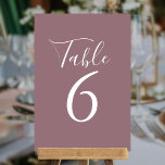Numeração De Mesa Números de Tabela Mauve de Script Elegante<br><div class="desc">Estes números elegantes da mesa mauve podem ser personalizados em letras brancas chic. Projetado por Thisnotme©</div>