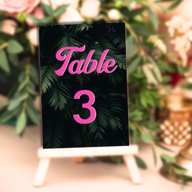 Numeração De Mesa Números de Tabela Moderna Rosa Tropical Neon Perso (Custom Neon Tropical Pink Modern Table Numbers)