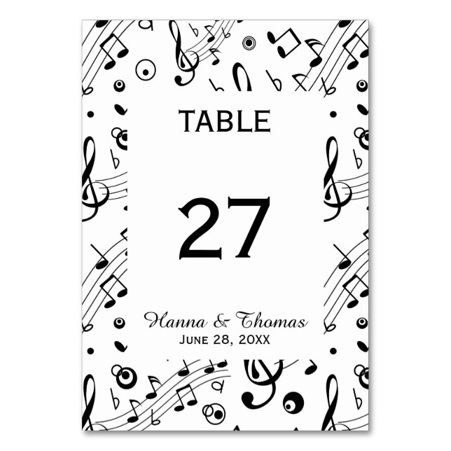 Numeração De Mesa Números de Tabela Musical do Casamento (Frente)