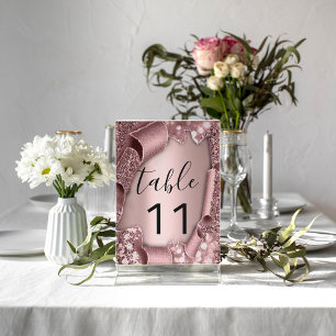 Numeração De Mesa Números de Tabela Rosa Glam Glitter 3D Casamento