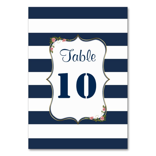Numeração De Mesa Números de Tabelas de Casamento de Stripes Azul de (Frente)