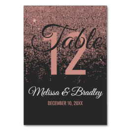 Numeração De Mesa Números de Tabelas Pretas da Glitter Dourada rosa