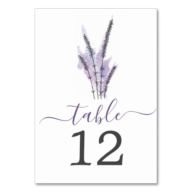 Numeração De Mesa Números mínimos de tabela de casamento de Lavanda (Frente)