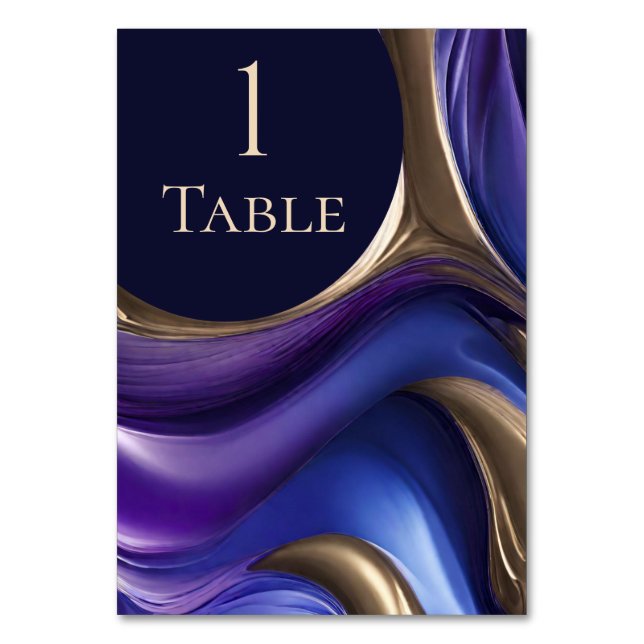 Numeração De Mesa Números Modernos da Tabela Casada-Azul Roxo Dourad (Frente)
